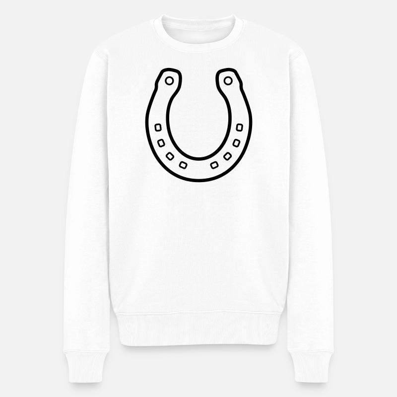 Fer à cheval cheval contour symbole de bonne chance - Pull Premium bio Homme - blanc
