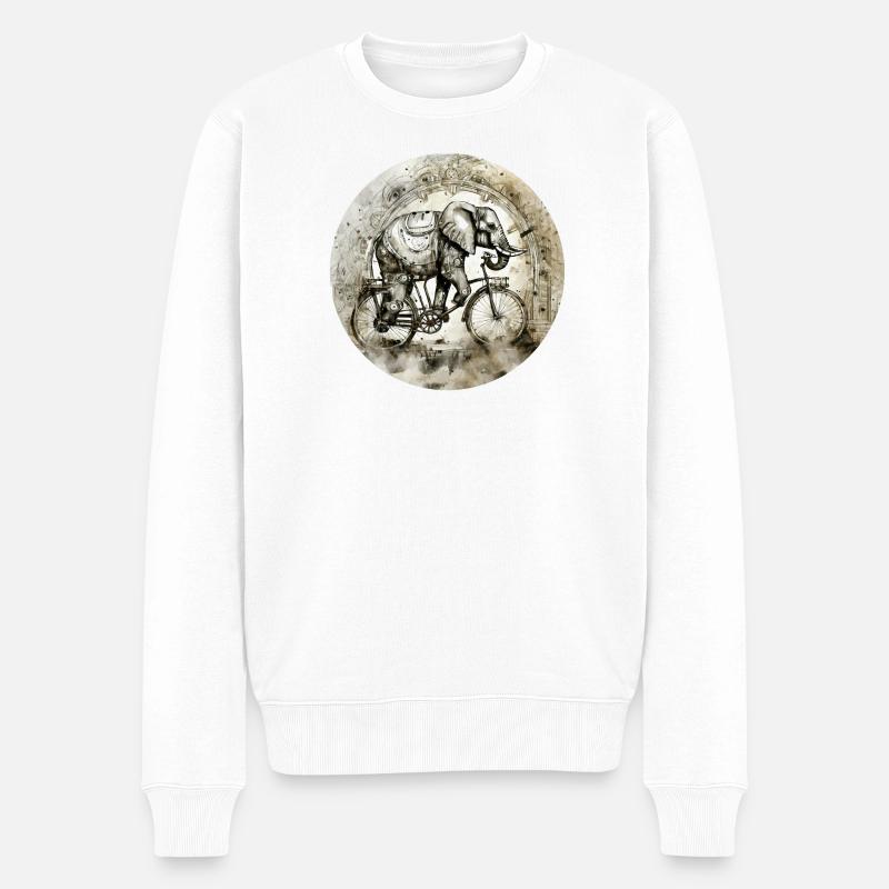 Éléphant indien sur la roue - Pull Premium bio Homme - blanc