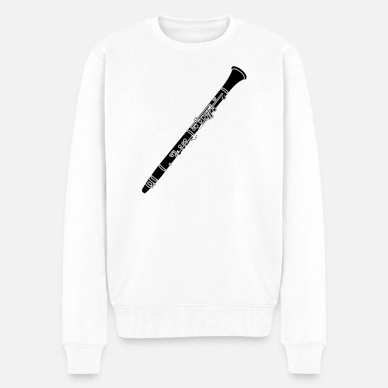 Clarinette Instrument à Vent Transparent - Pull Premium bio Homme - blanc