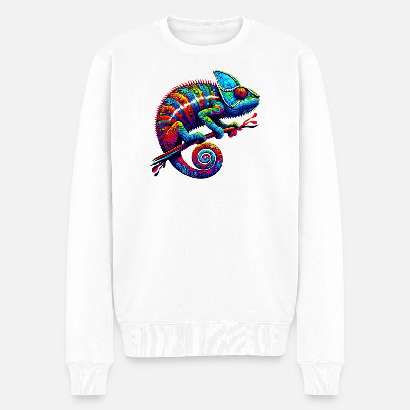 Chamäleon - Männer Premium Bio Pullover - Weiß