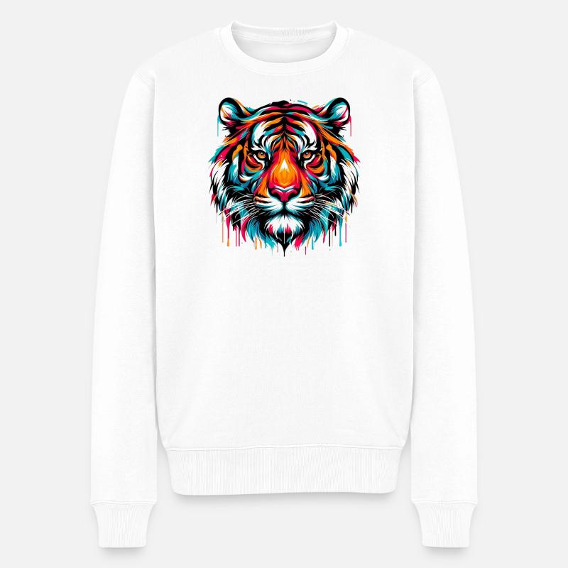 Tiger - Männer Premium Bio Pullover - Weiß