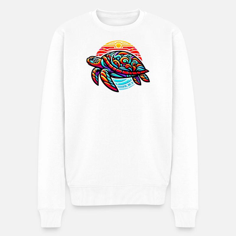 Schildkröte - Männer Premium Bio Pullover - Weiß