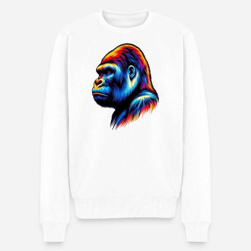 Gorilla - Männer Premium Bio Pullover - Weiß