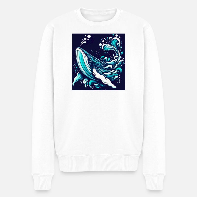 Wal - Männer Premium Bio Pullover - Weiß