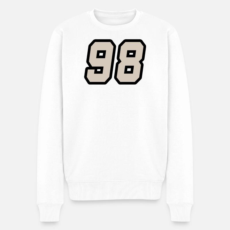 Nummer achtundneunzig 98 - Männer Premium Bio Pullover - Weiß