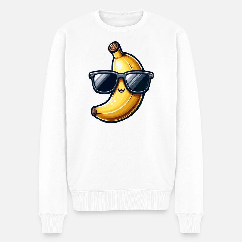 Coole Banane mit Sonnenbrille Design - Männer Premium Bio Pullover - Weiß