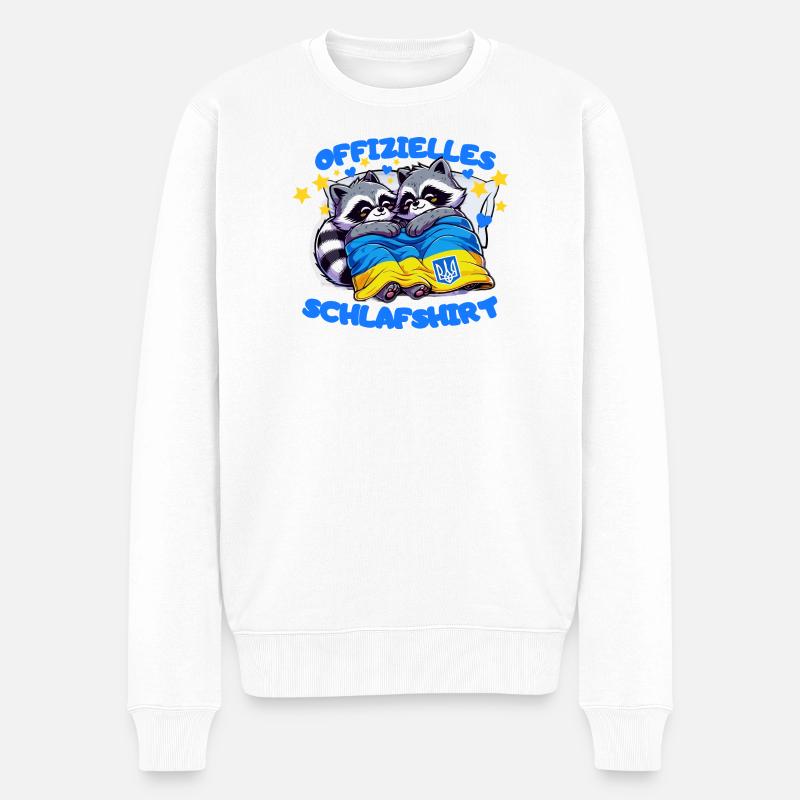 Offizielles Schlafshirt, Waschbären der Ukraine - Männer Premium Bio Pullover - Weiß