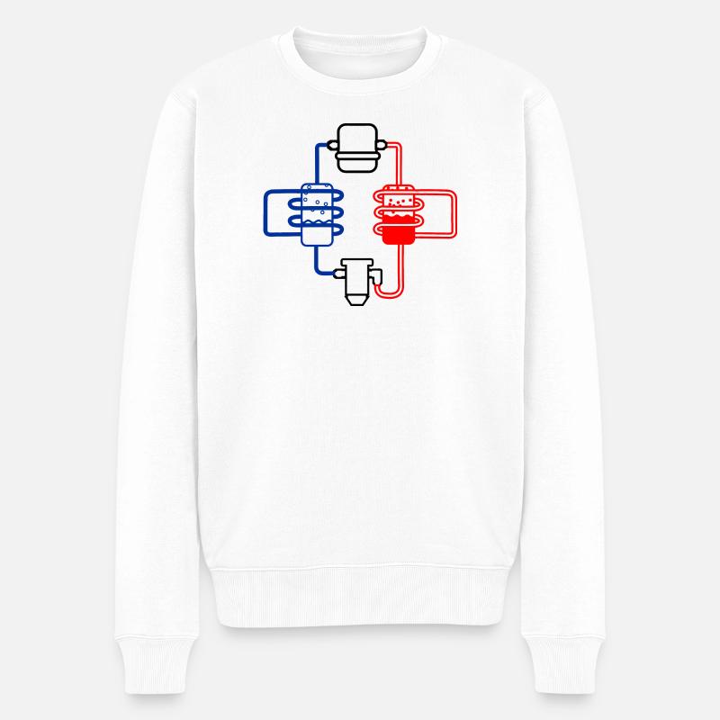 Pompe à chaleur rouge bleu - Pull Premium bio Homme - blanc