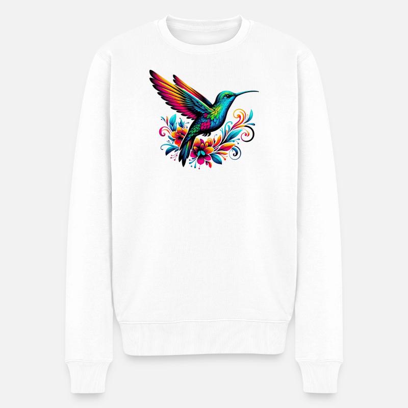 Kolibri - Männer Premium Bio Pullover - Weiß