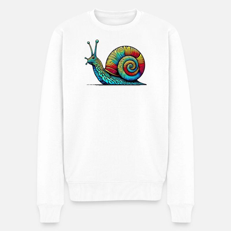 Schnecke - Männer Premium Bio Pullover - Weiß