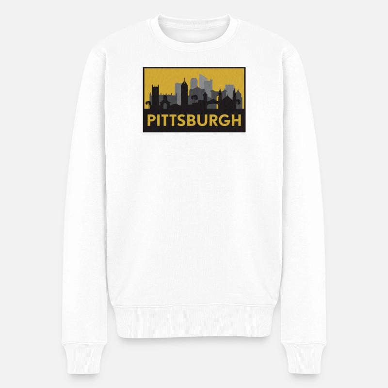 Pittsburgh Silhouette Gold - Männer Premium Bio Pullover - Weiß