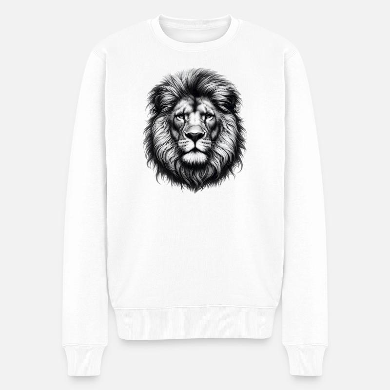 Löwe - Männer Premium Bio Pullover - Weiß