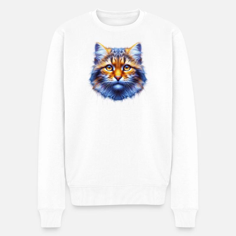 Katze - Männer Premium Bio Pullover - Weiß