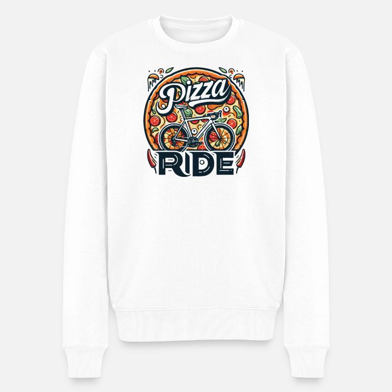 Design der Pizza-Radtour - Männer Premium Bio Pullover - Weiß