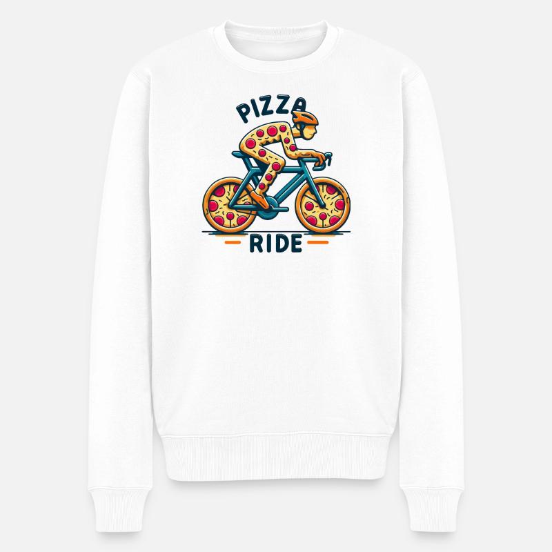 Pizza Lover Fahrraddesign - Männer Premium Bio Pullover - Weiß