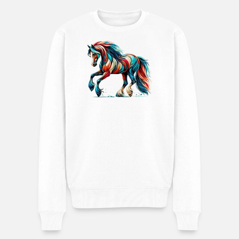 Pferd - Männer Premium Bio Pullover - Weiß