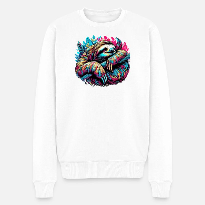 Faultier - Männer Premium Bio Pullover - Weiß
