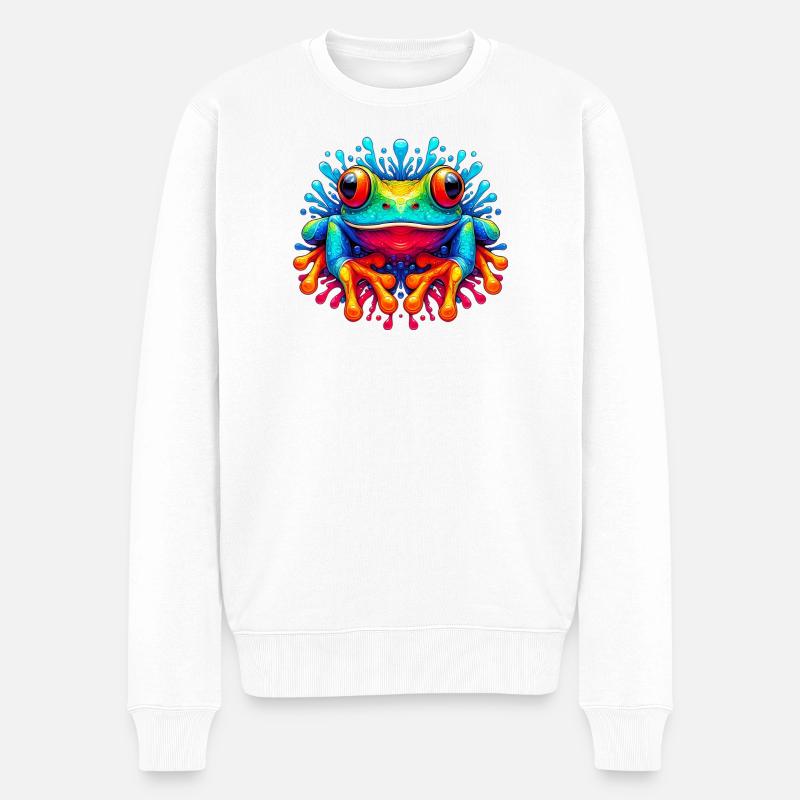 Frosch - Männer Premium Bio Pullover - Weiß