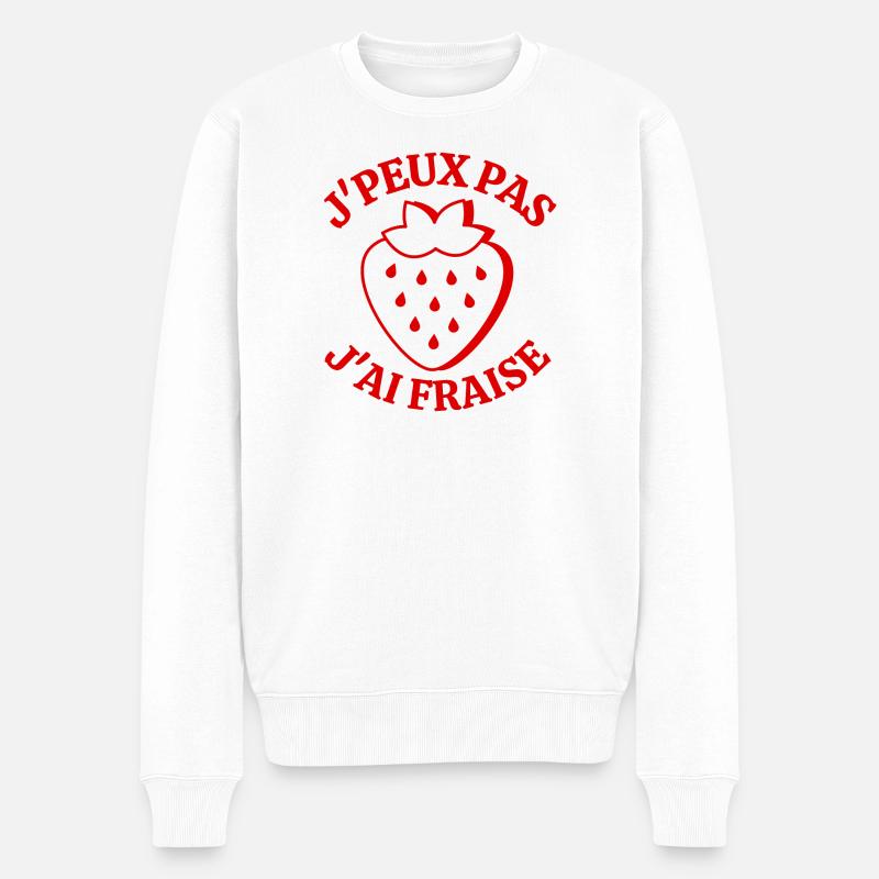 fraise, j'aime les fraises, fruit rouge - Pull Premium bio Homme - blanc