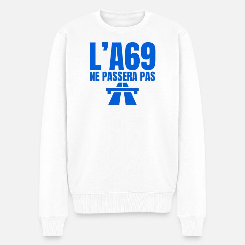 A69, Autobahn, Castres, Toulouse - Männer Premium Bio Pullover - Weiß