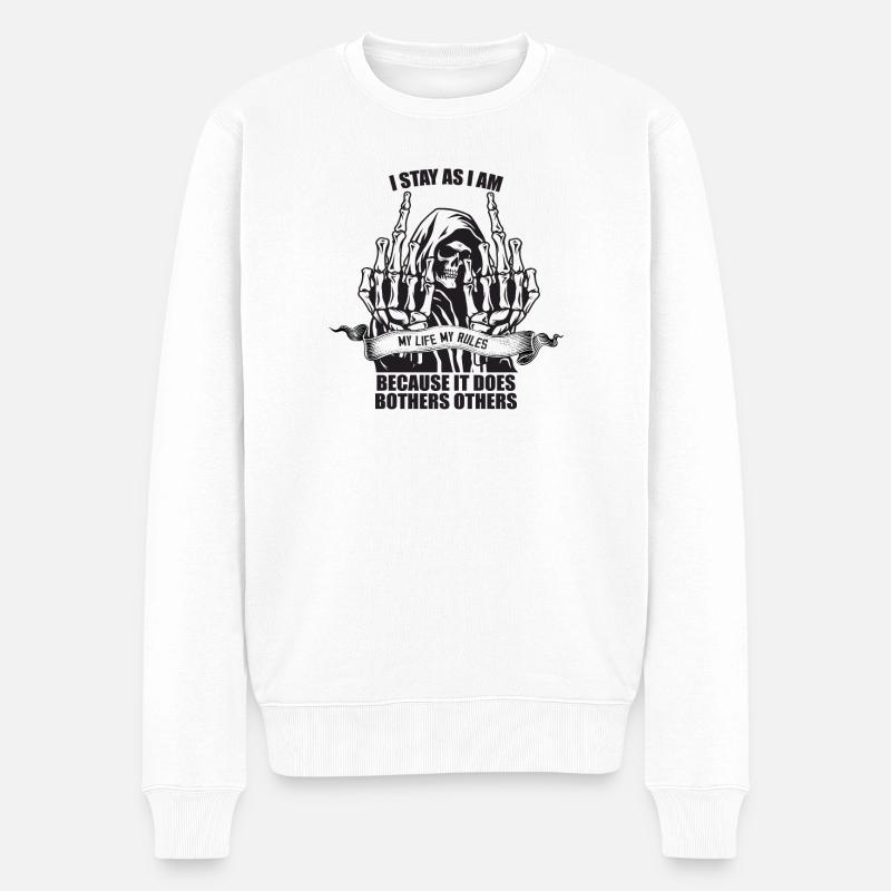 Rebellion Skellet und Lebensmotto - Männer Premium Bio Pullover - Weiß