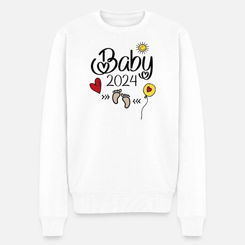 Baby geboren 2024 - Männer Premium Bio Pullover - Weiß