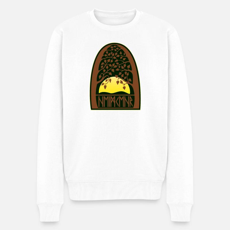 Sonnenaufgang - Runen - Heimkehr - Männer Premium Bio Pullover - Weiß