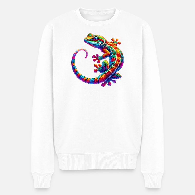 Gecko - Männer Premium Bio Pullover - Weiß
