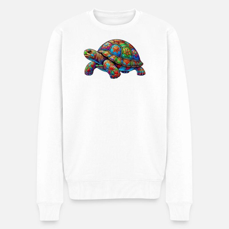 Schildkröte - Männer Premium Bio Pullover - Weiß