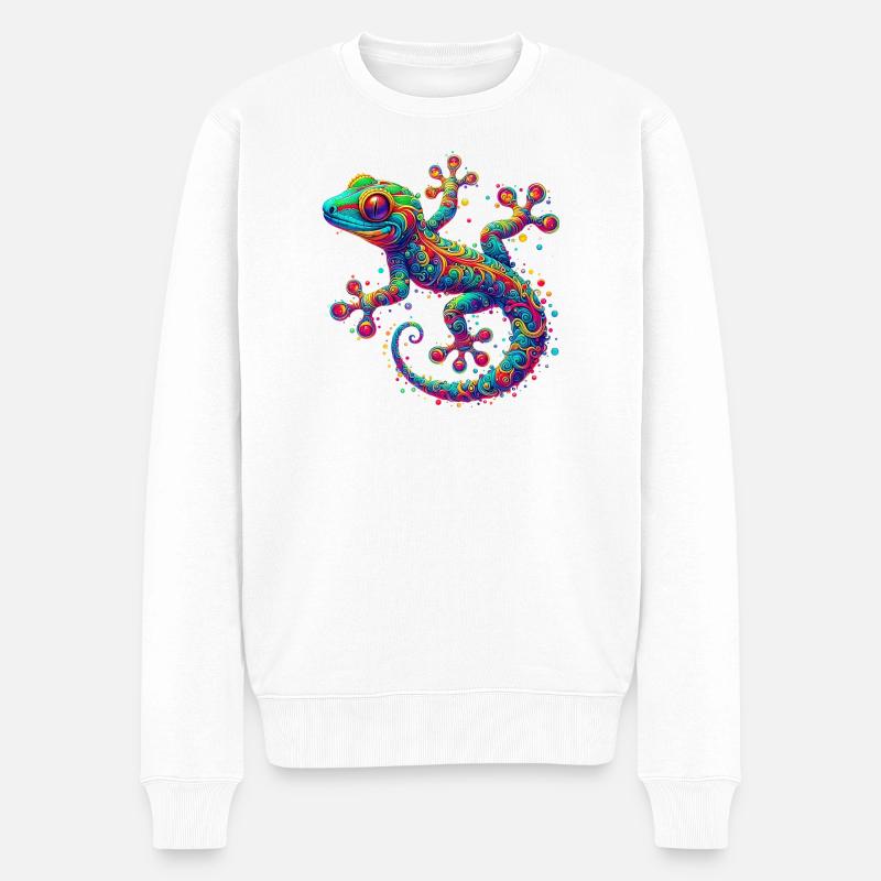 Gecko - Männer Premium Bio Pullover - Weiß