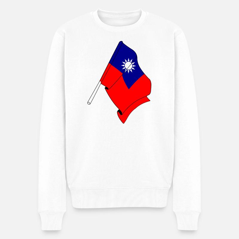 Flagge von Taiwan - Männer Premium Bio Pullover - Weiß