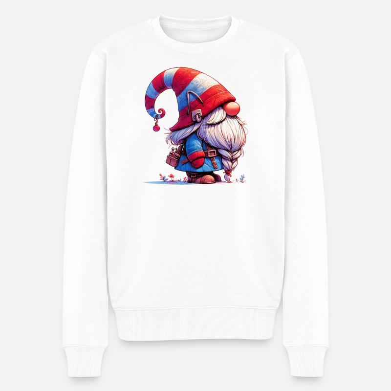 Gnom-Goblin-Elf - Männer Premium Bio Pullover - Weiß