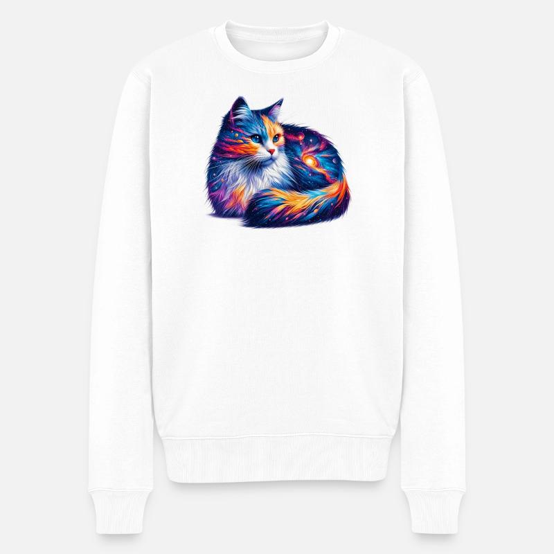 Katze - Männer Premium Bio Pullover - Weiß