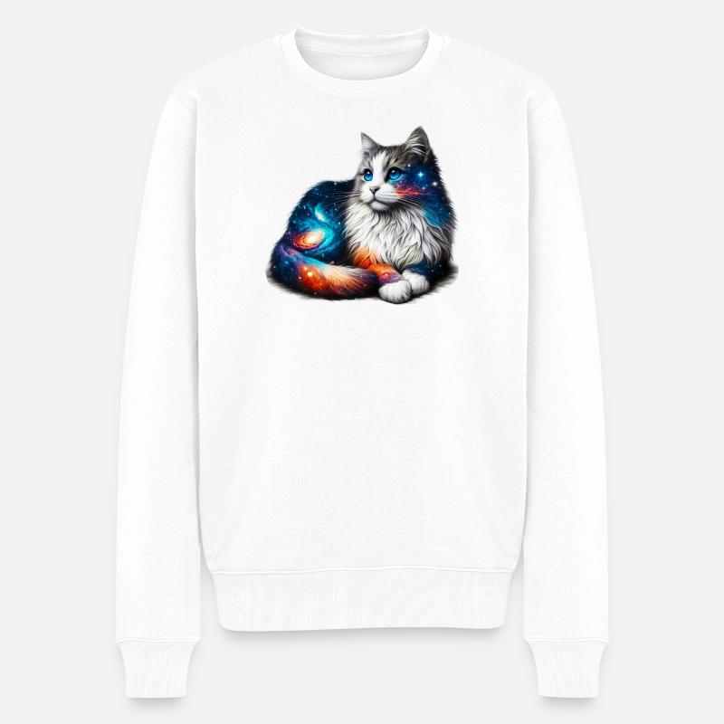 Katze - Männer Premium Bio Pullover - Weiß