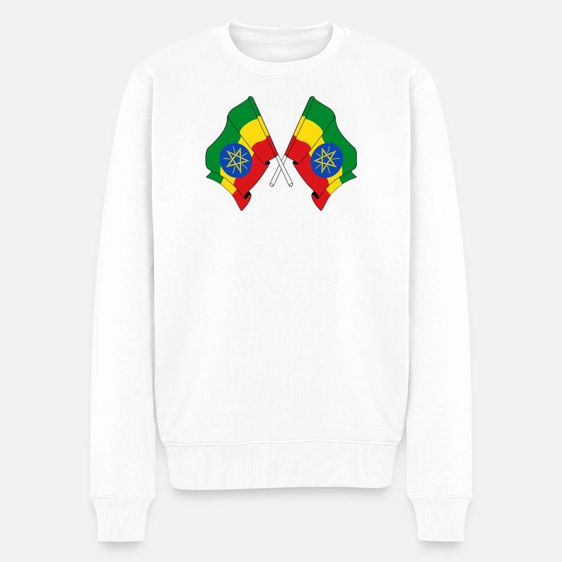 Deux drapeaux croisés de l’Ethiopie - Pull Premium bio Homme - blanc
