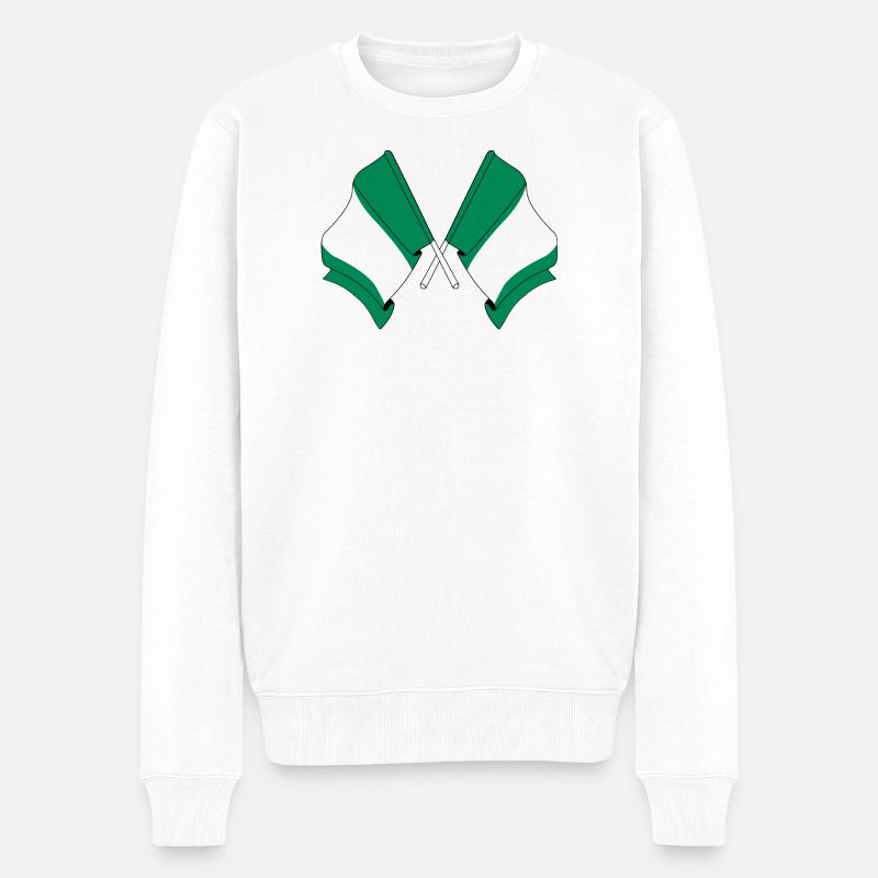 Deux drapeaux croisés du Nigeria - Pull Premium bio Homme - blanc