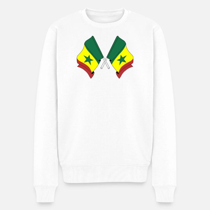 Zwei Flaggen Senegals gekreuzt - Männer Premium Bio Pullover - Weiß