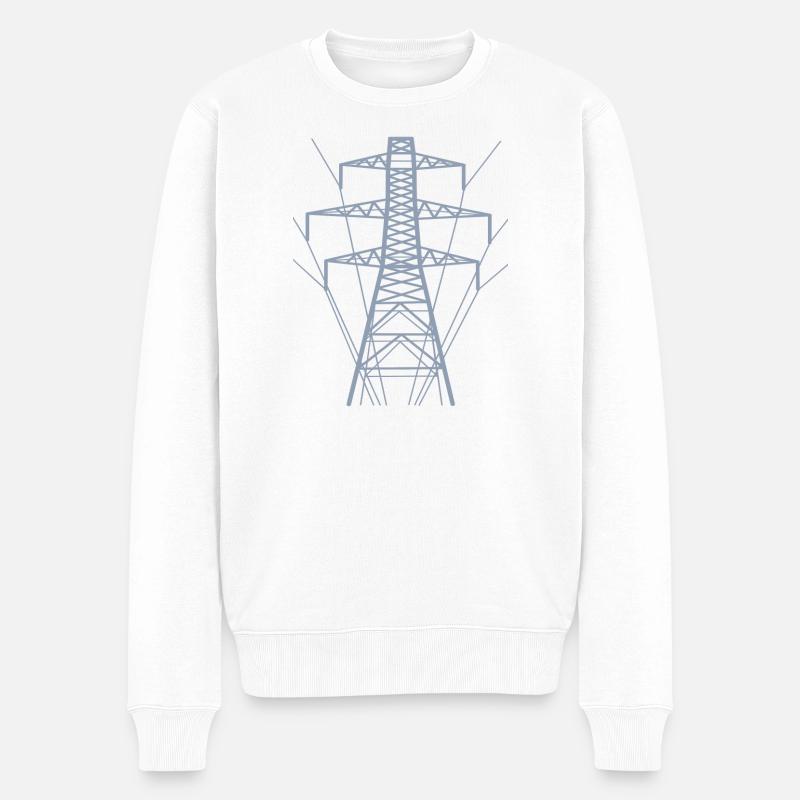 Weiße Strommast-Silhouette - Männer Premium Bio Pullover - Weiß