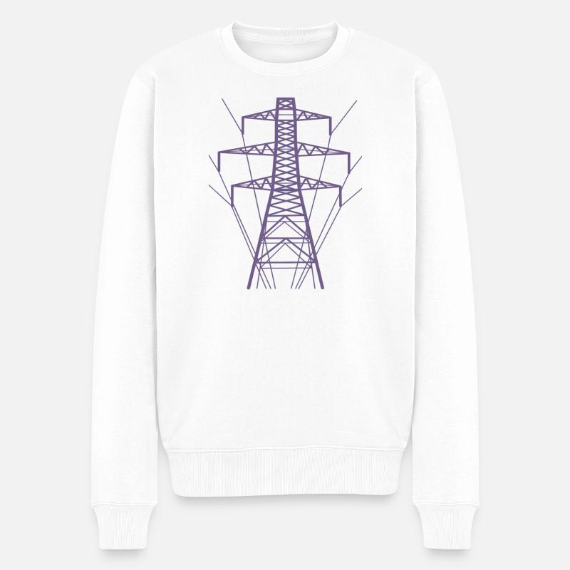 Weiße Strommast-Silhouette - Männer Premium Bio Pullover - Weiß