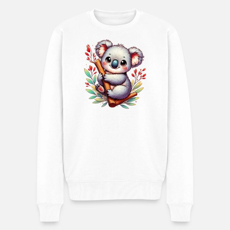 Koala - Männer Premium Bio Pullover - Weiß