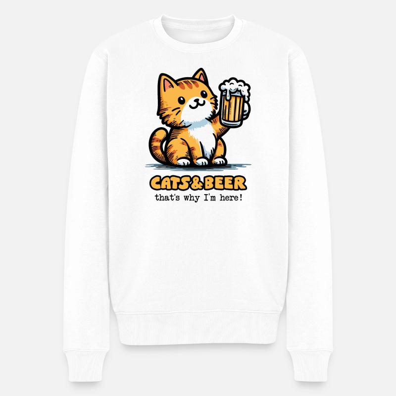 Katzen und Bier 2 - Männer Premium Bio Pullover - Weiß