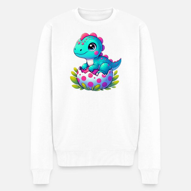 Dinosaurier - Männer Premium Bio Pullover - Weiß