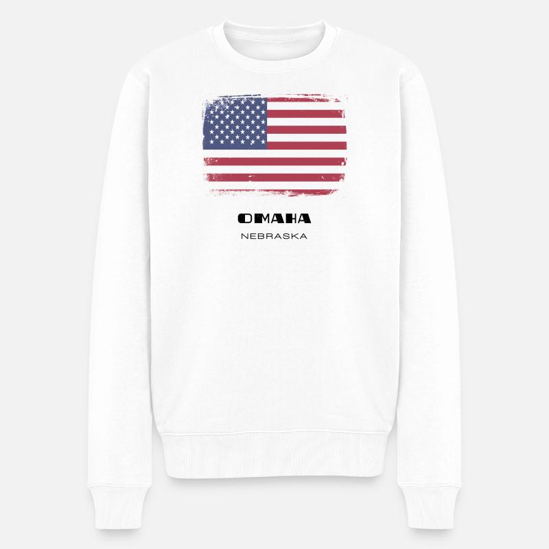 Omaha, Nebraska, États-Unis - Pull Premium bio Homme - blanc