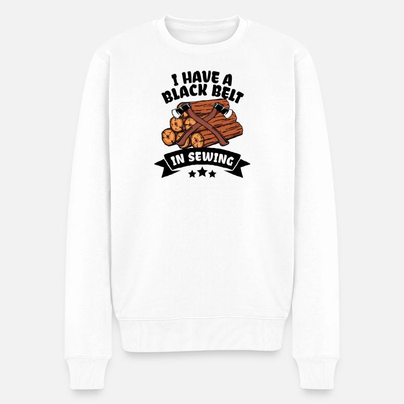 Dictons drôles bûcheron bûcheron bois - Pull Premium bio Homme - blanc