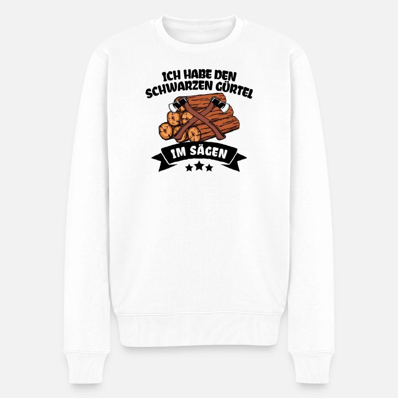 Bûcheron déclaration boiseries bois hache - Pull Premium bio Homme - blanc