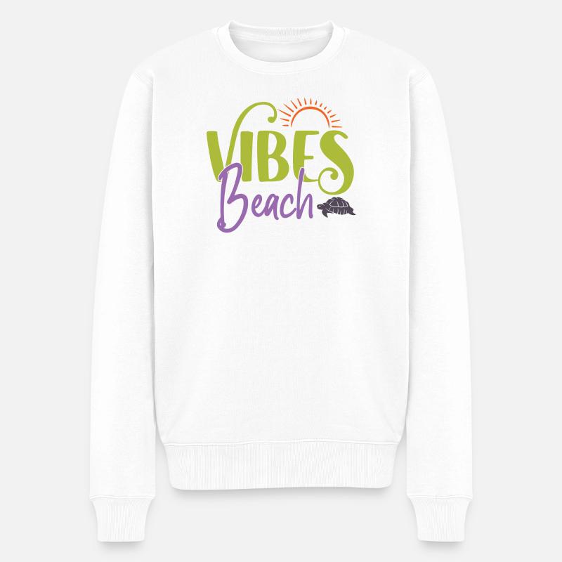Strand-Vibes - Männer Premium Bio Pullover - Weiß
