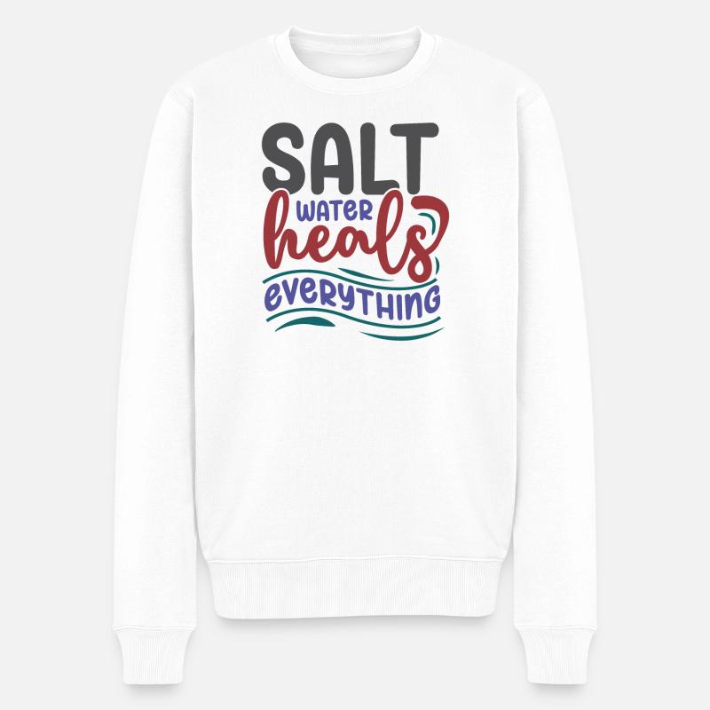 Salzwasser heilt alles - Männer Premium Bio Pullover - Weiß