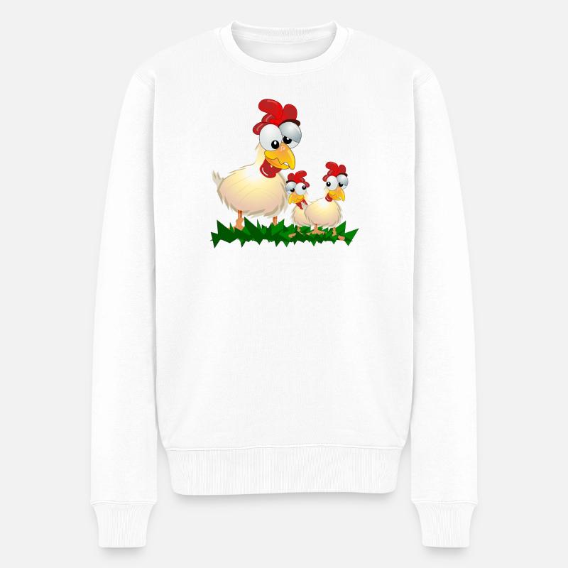 HÜHNER HAHN HENNE - Männer Premium Bio Pullover - Weiß