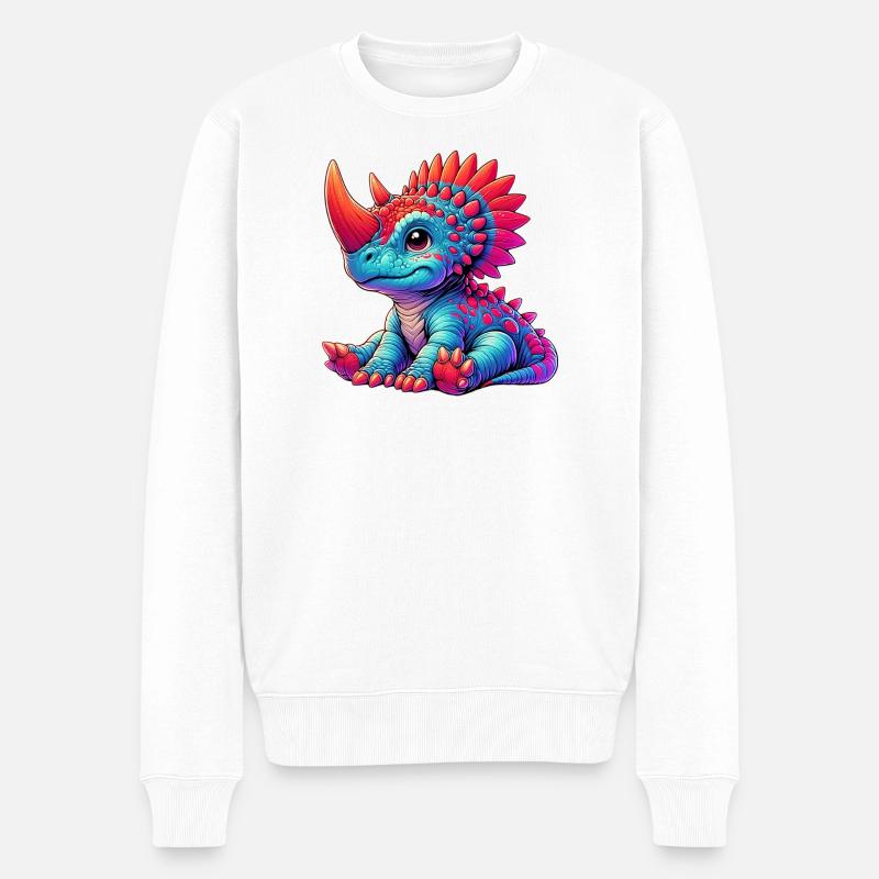 Dinosaurier - Männer Premium Bio Pullover - Weiß