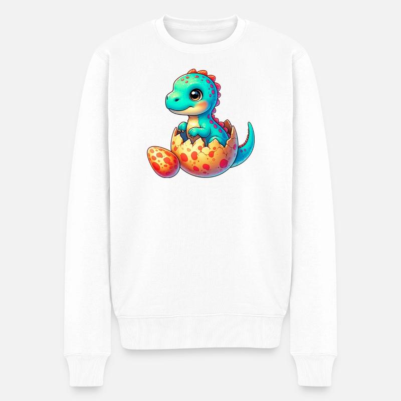 Dinosaurier - Männer Premium Bio Pullover - Weiß